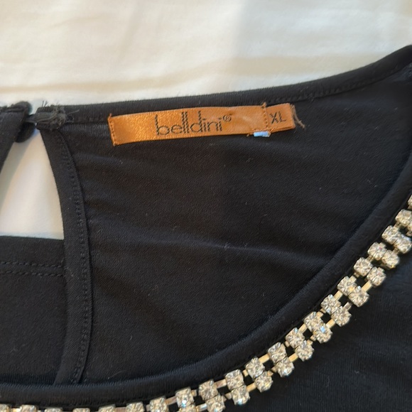 Like New! Worn Once! Belldini Rhinestone Top with Sheer Sleeves - Picture 6 of 7